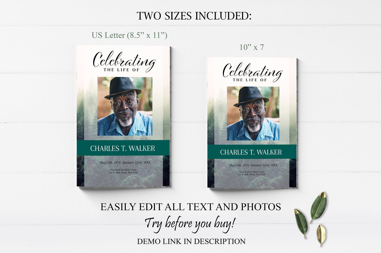 Forest Theme Funeral Program Template - 4 Page - lovingmemoryprints