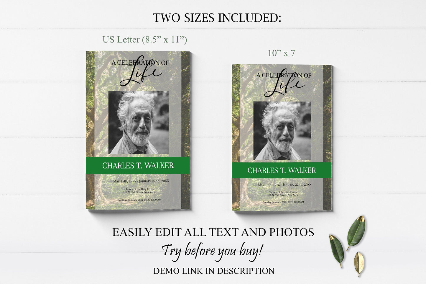 Forest Theme Funeral Service Program Template - 8 Page - lovingmemoryprints