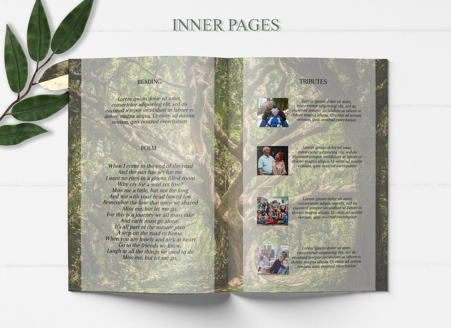Forest Theme Funeral Service Program Template - 8 Page - lovingmemoryprints