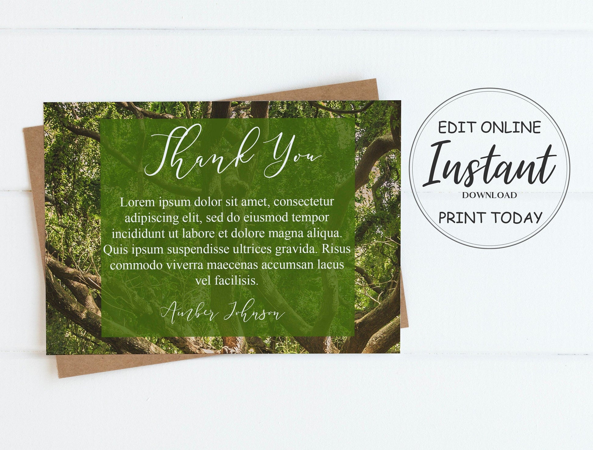 Forest Theme Thank You Cards Template - lovingmemoryprints