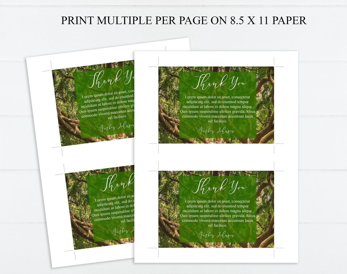 Forest Theme Thank You Cards Template - lovingmemoryprints