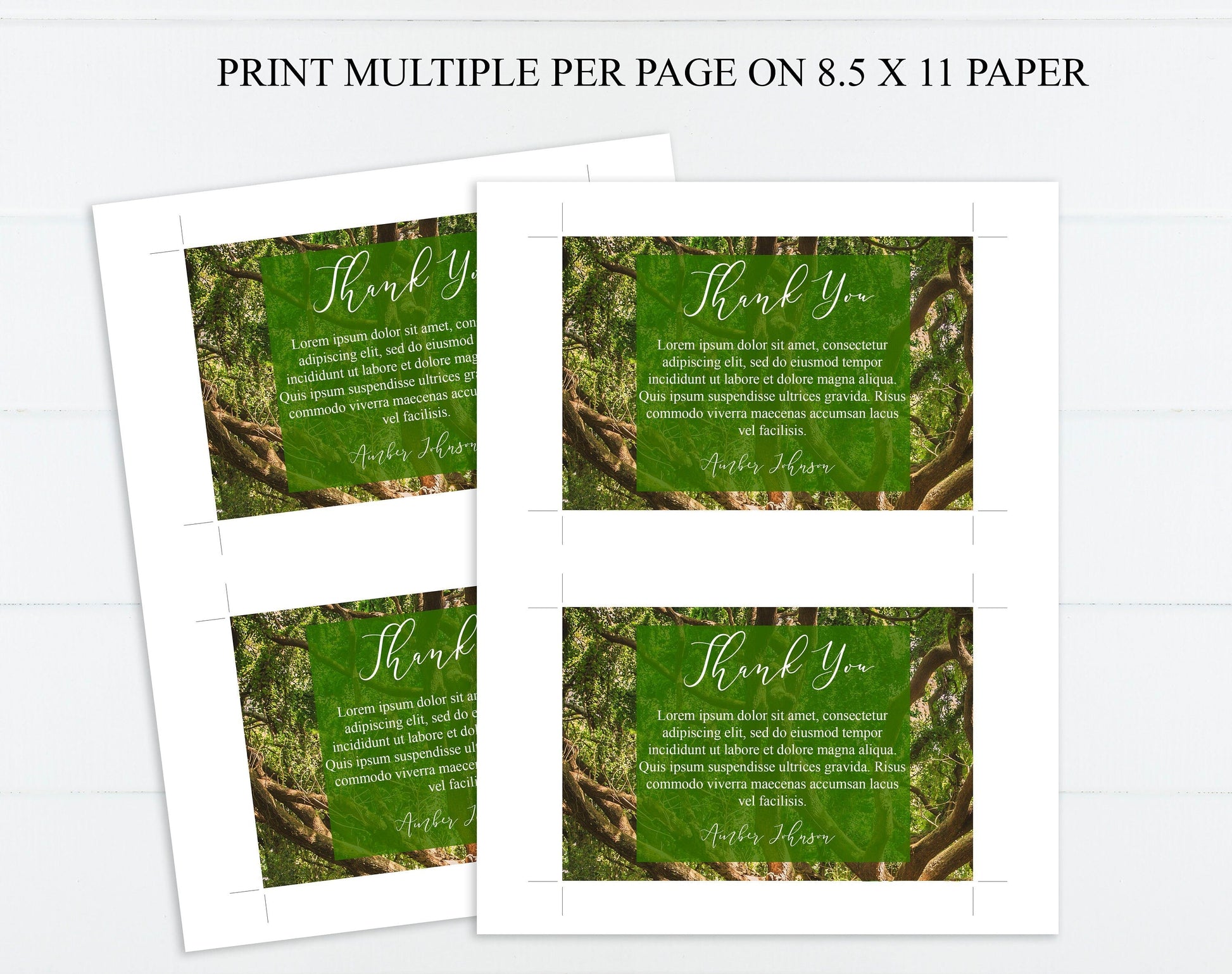 Forest Theme Thank You Cards Template - lovingmemoryprints
