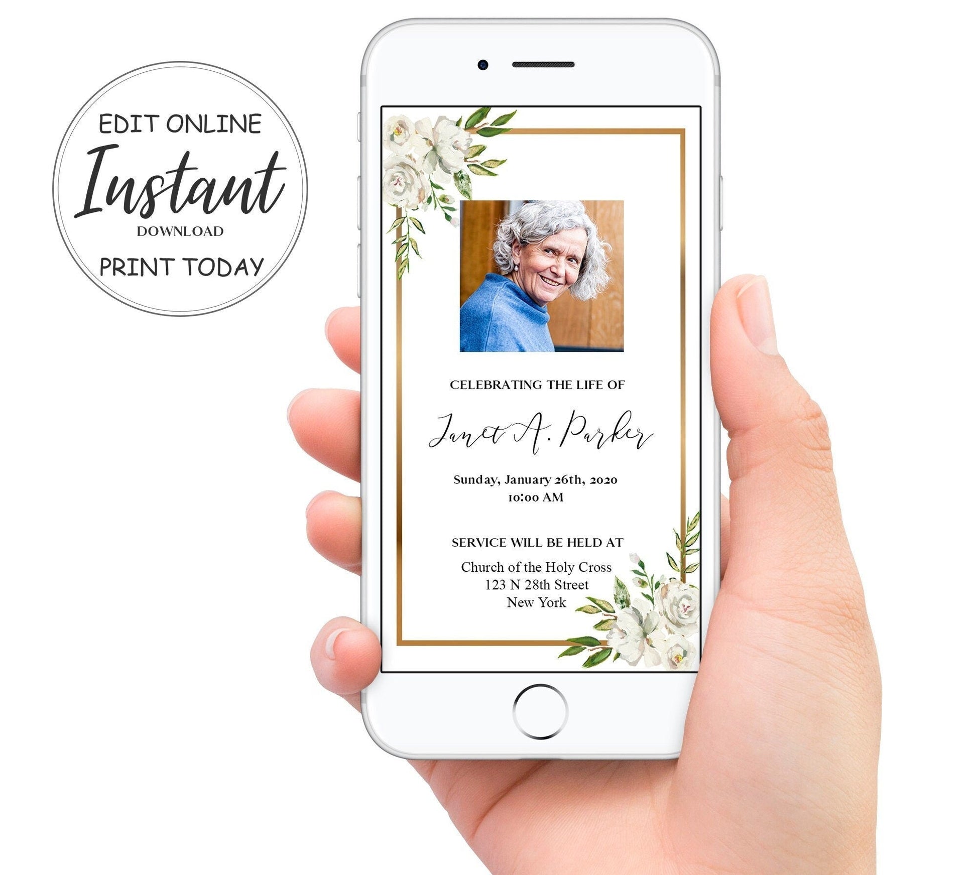 Funeral Announcement | Floral Funeral Invitation | Celebration of Life Invitation | Floral Memorial Invitation | Funeral Evite | A107 - lovingmemoryprints