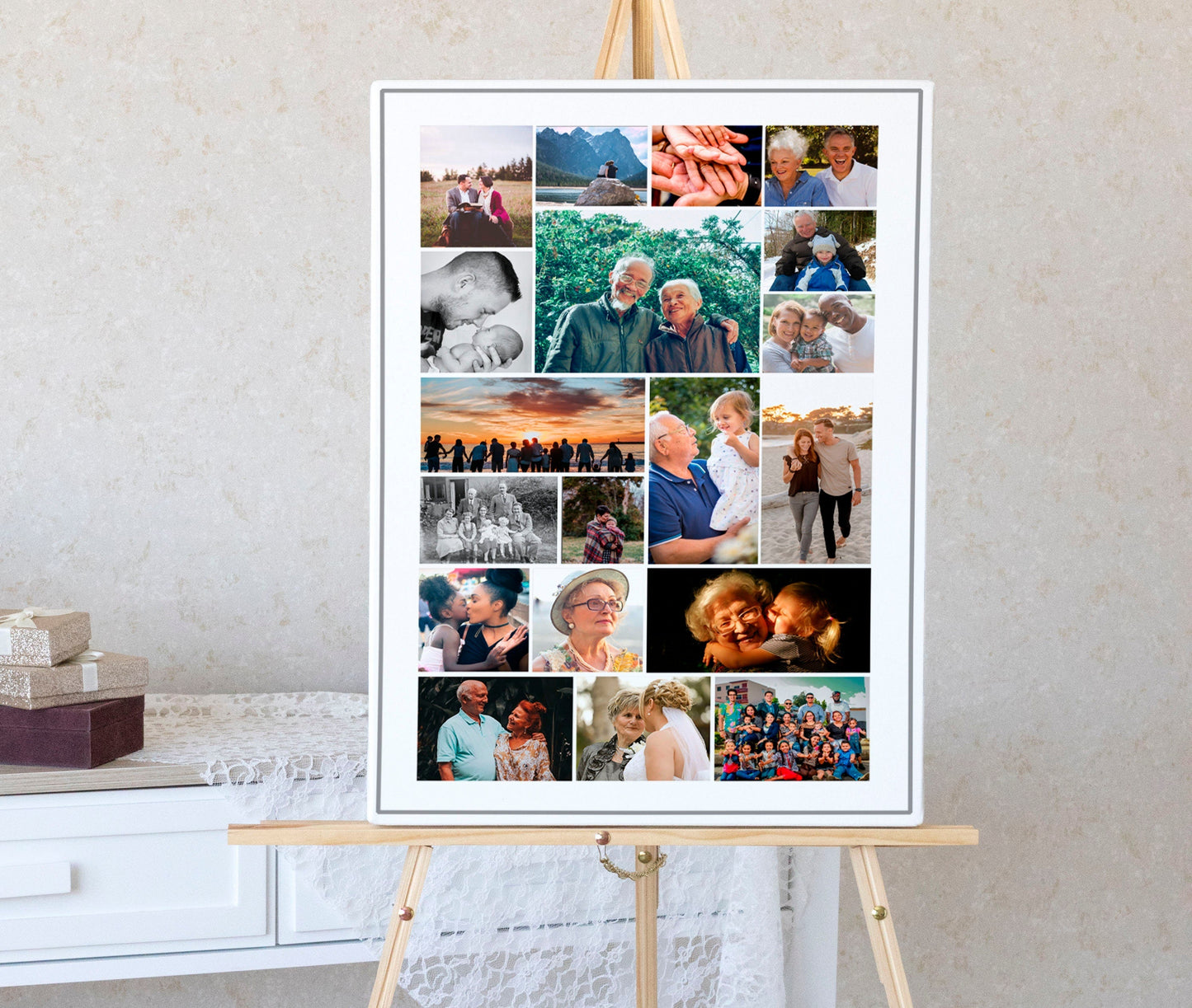 Funeral Memory Board Photo Collage Template Display - Set of 3 - lovingmemoryprints