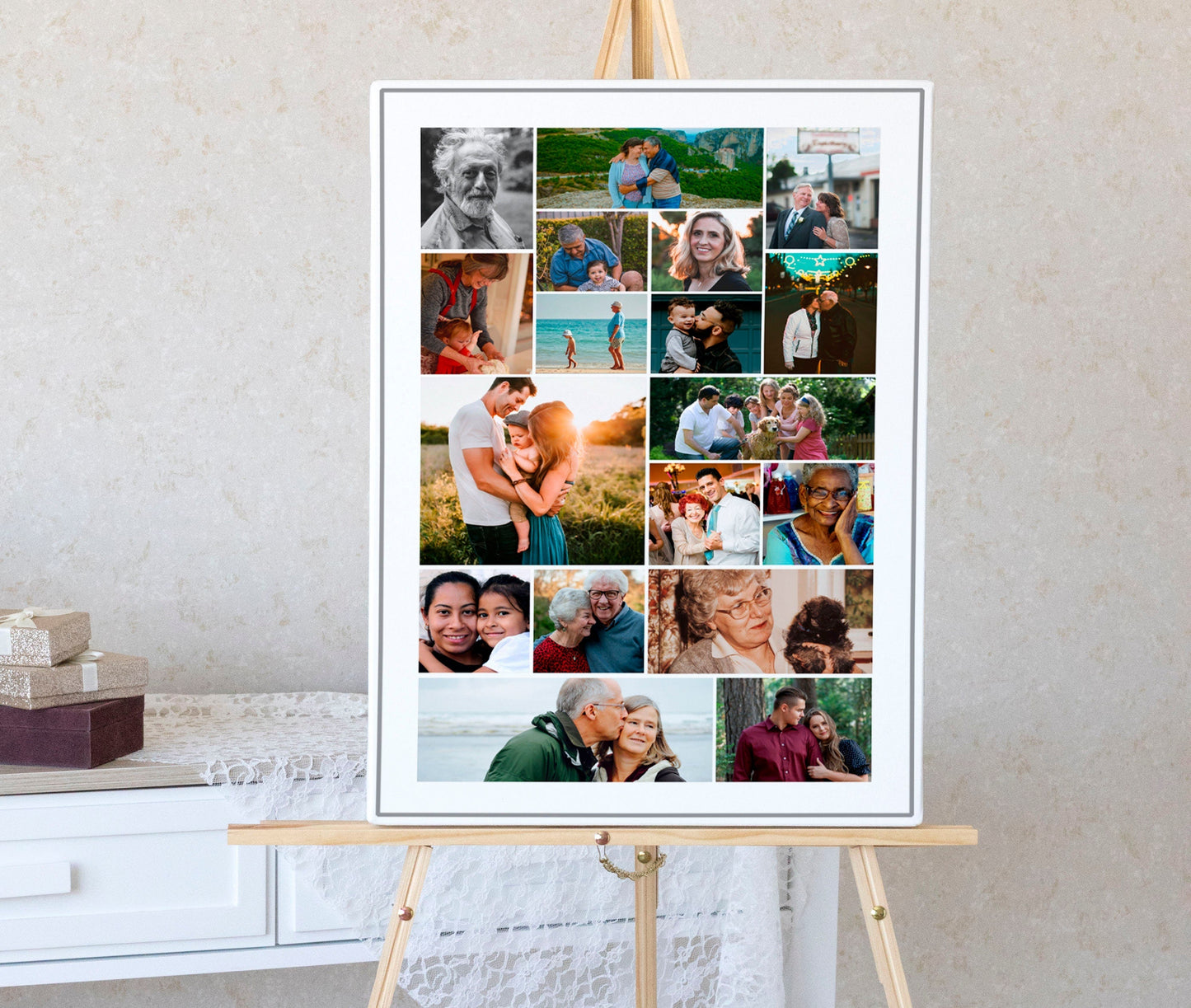 Funeral Memory Board Photo Collage Template Display - Set of 3 - lovingmemoryprints