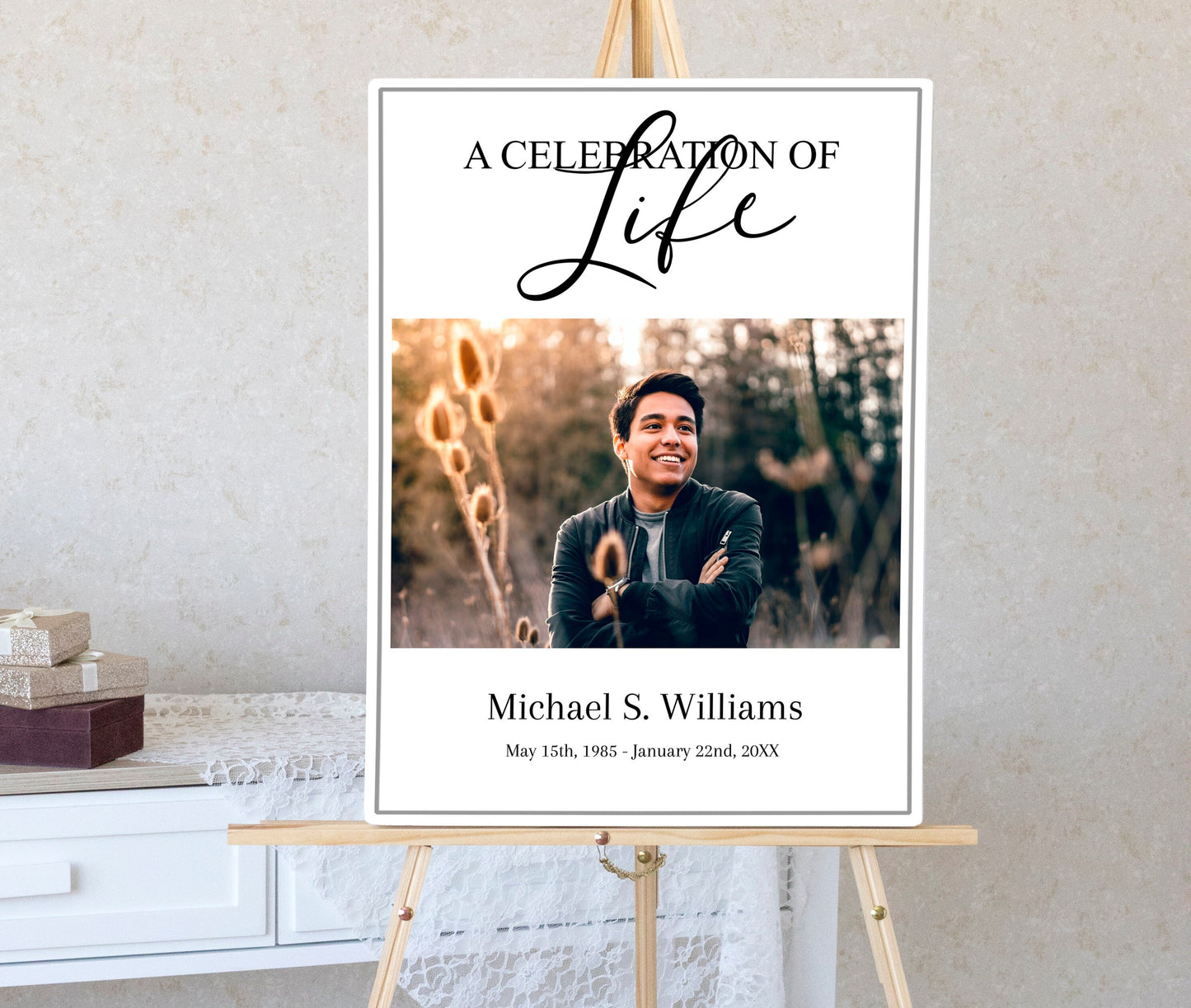 Funeral Memory Board Photo Collage Template Display - Set of 3 - lovingmemoryprints