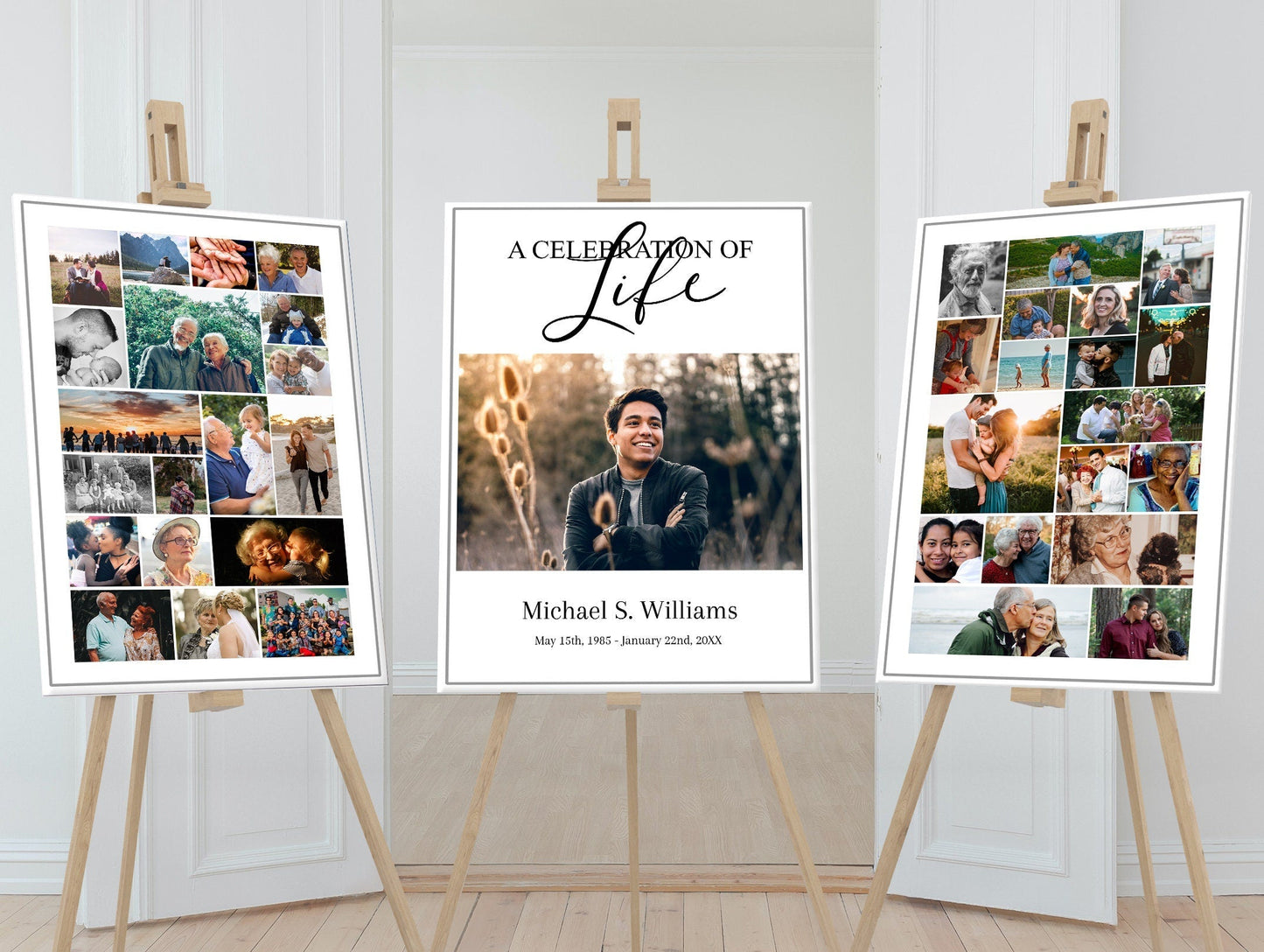 Funeral Memory Board Photo Collage Template Display - Set of 3 - lovingmemoryprints
