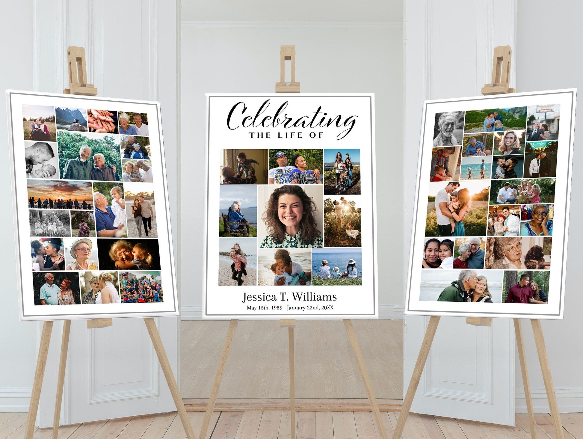 Funeral Memory Board Template - Set of 3 - lovingmemoryprints