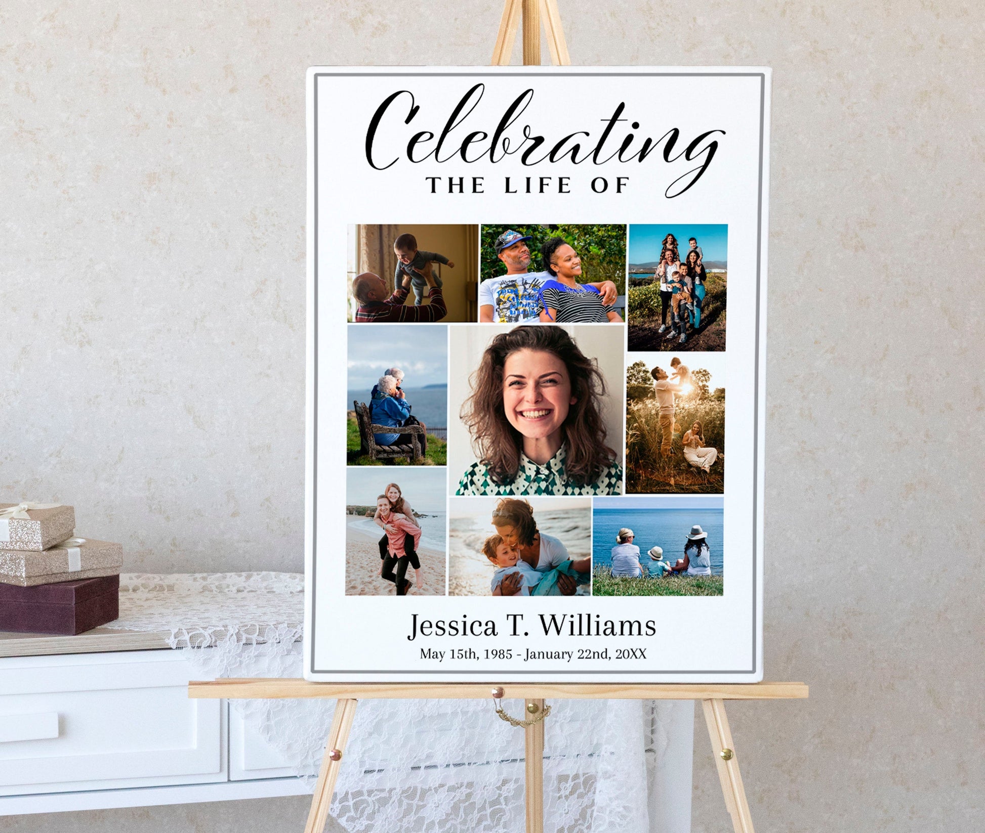 Funeral Memory Board Template - Set of 3 - lovingmemoryprints