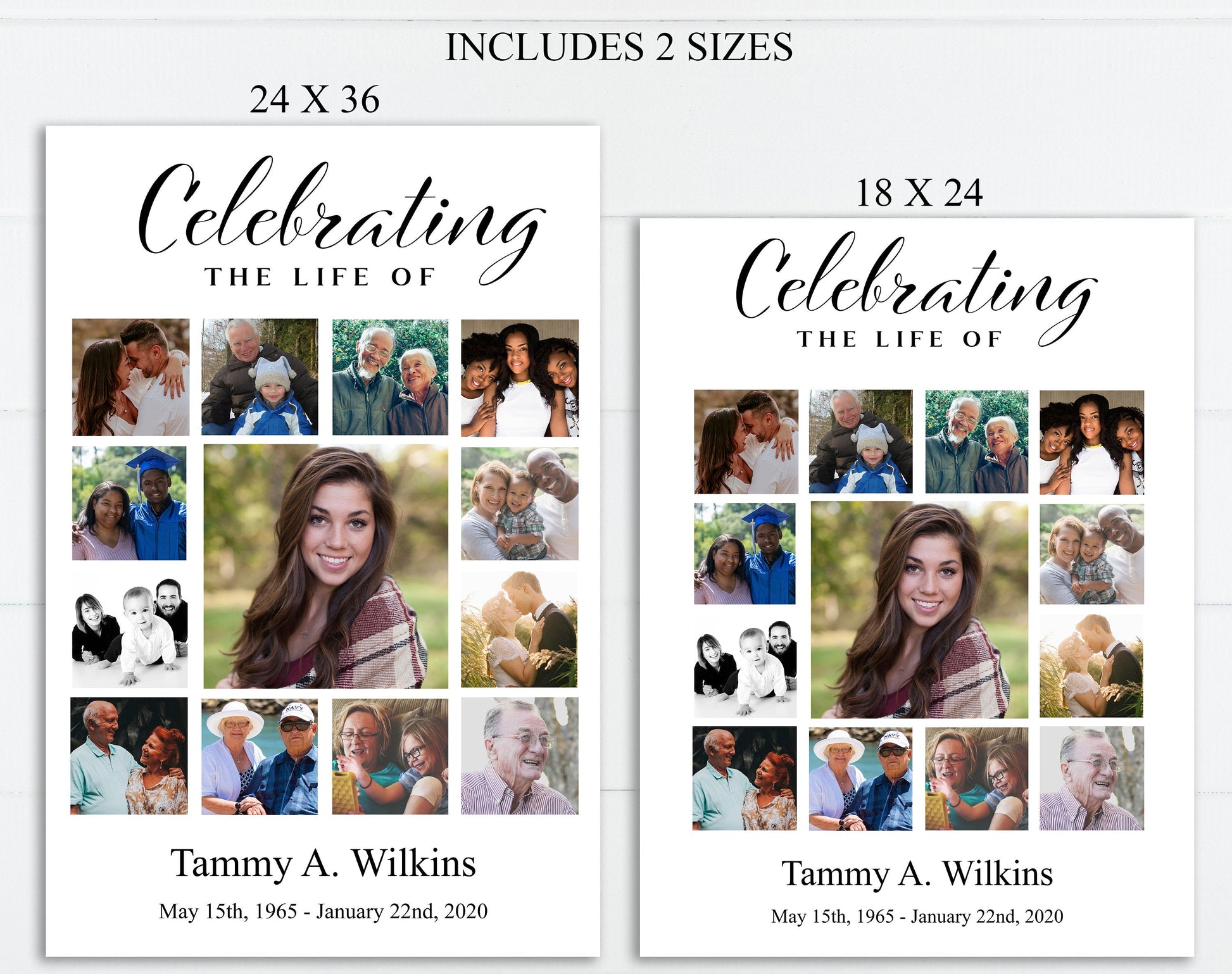 Funeral Poster Photo Display Photo Collage - Set of 3 - lovingmemoryprints