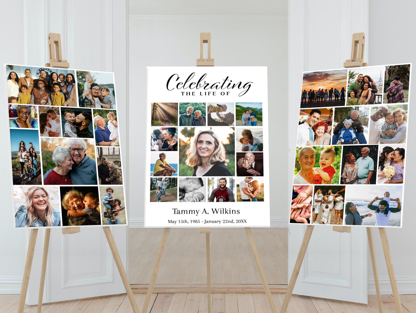Funeral Poster Photo Display Photo Collage - Set of 3 - lovingmemoryprints