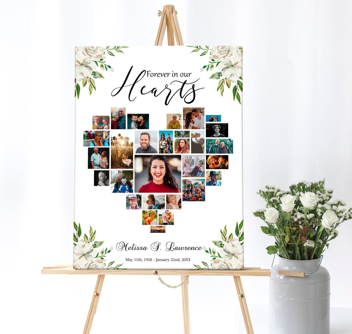 Funeral Poster Template With Heart Shaped Photo Collage - lovingmemoryprints