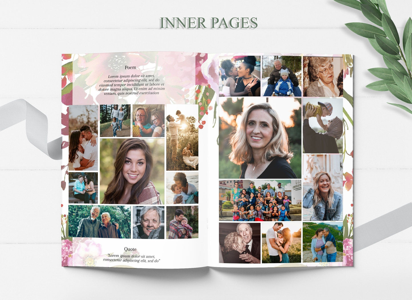 Funeral Program Designed With Red Flowers - 8 Page - lovingmemoryprints