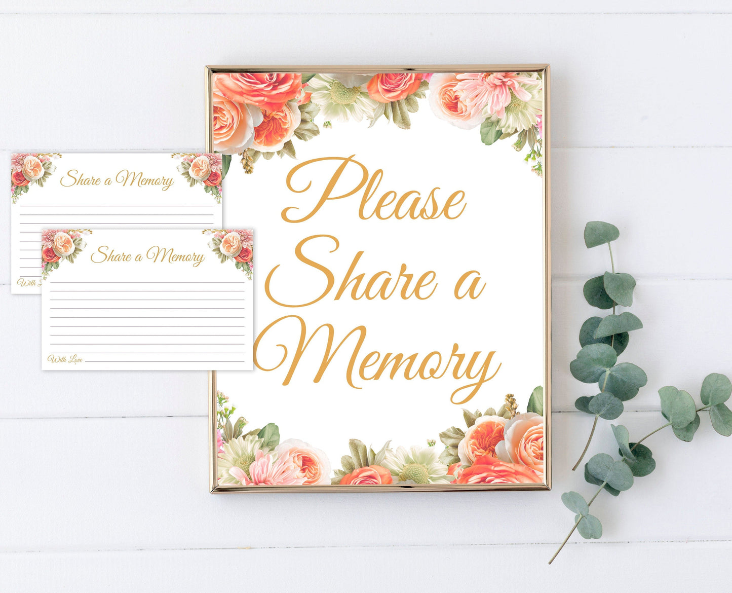 Funeral Program Template Bundel Peach Rose Theme - Poster Included - lovingmemoryprints