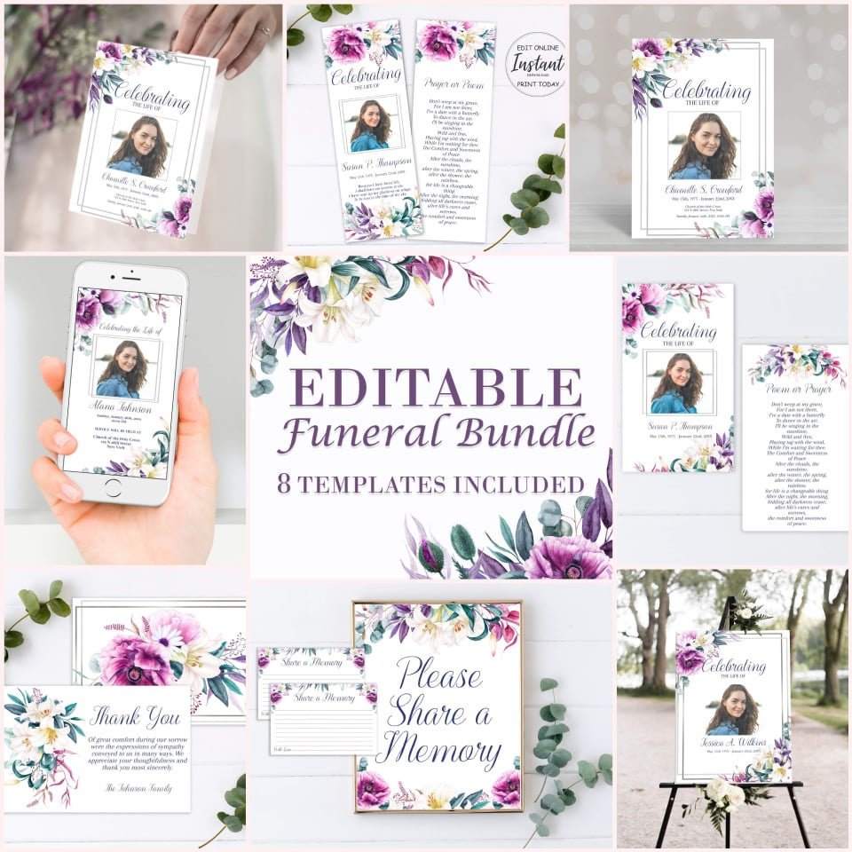Funeral Program Template Bundle - Everything You Need - lovingmemoryprints