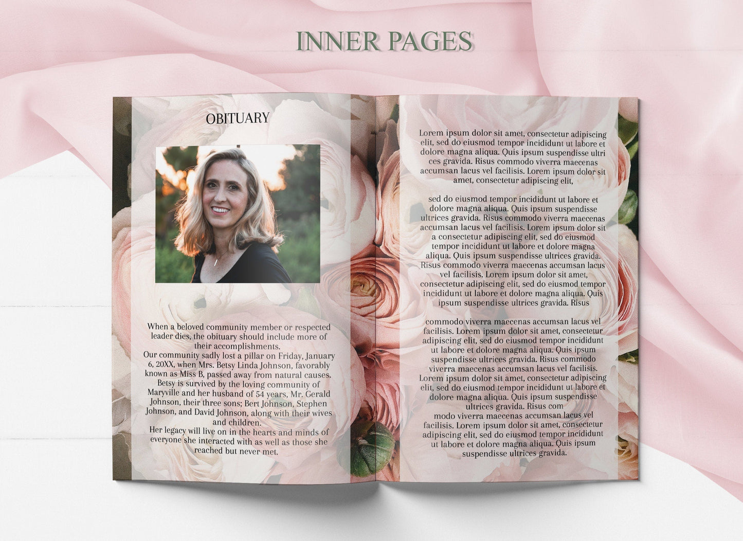 Funeral Program Template Designed For A Woman - 8 Page - lovingmemoryprints