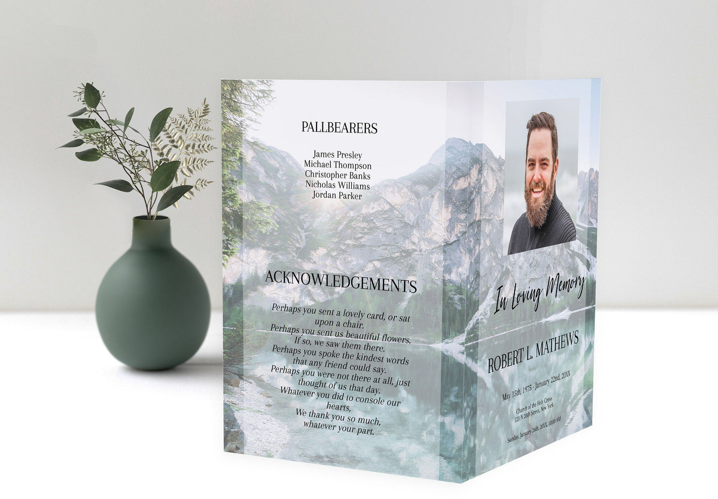 Funeral Program Template for Man - 8 Page - lovingmemoryprints
