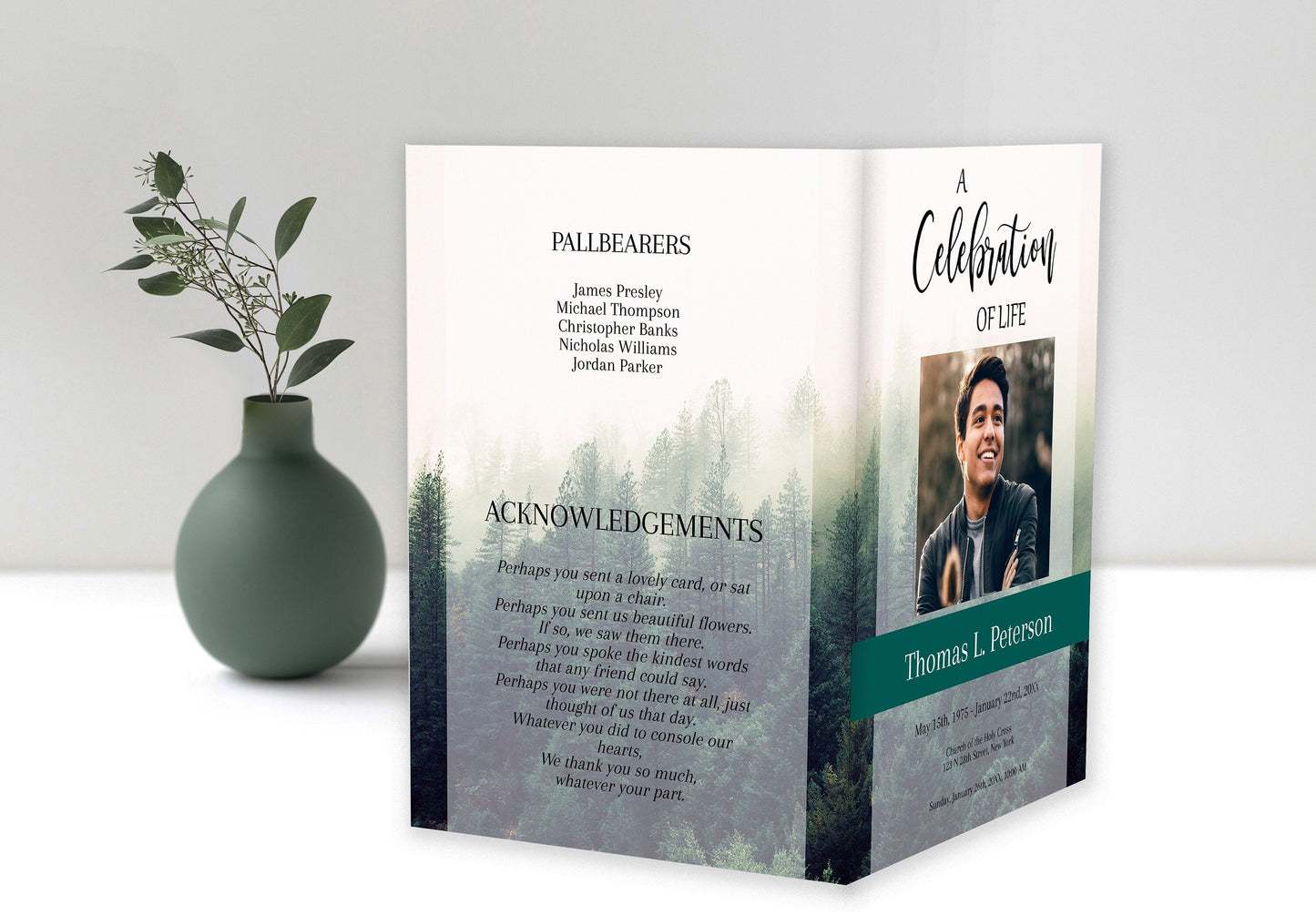 Funeral Program Template for Man - 8 Page - lovingmemoryprints