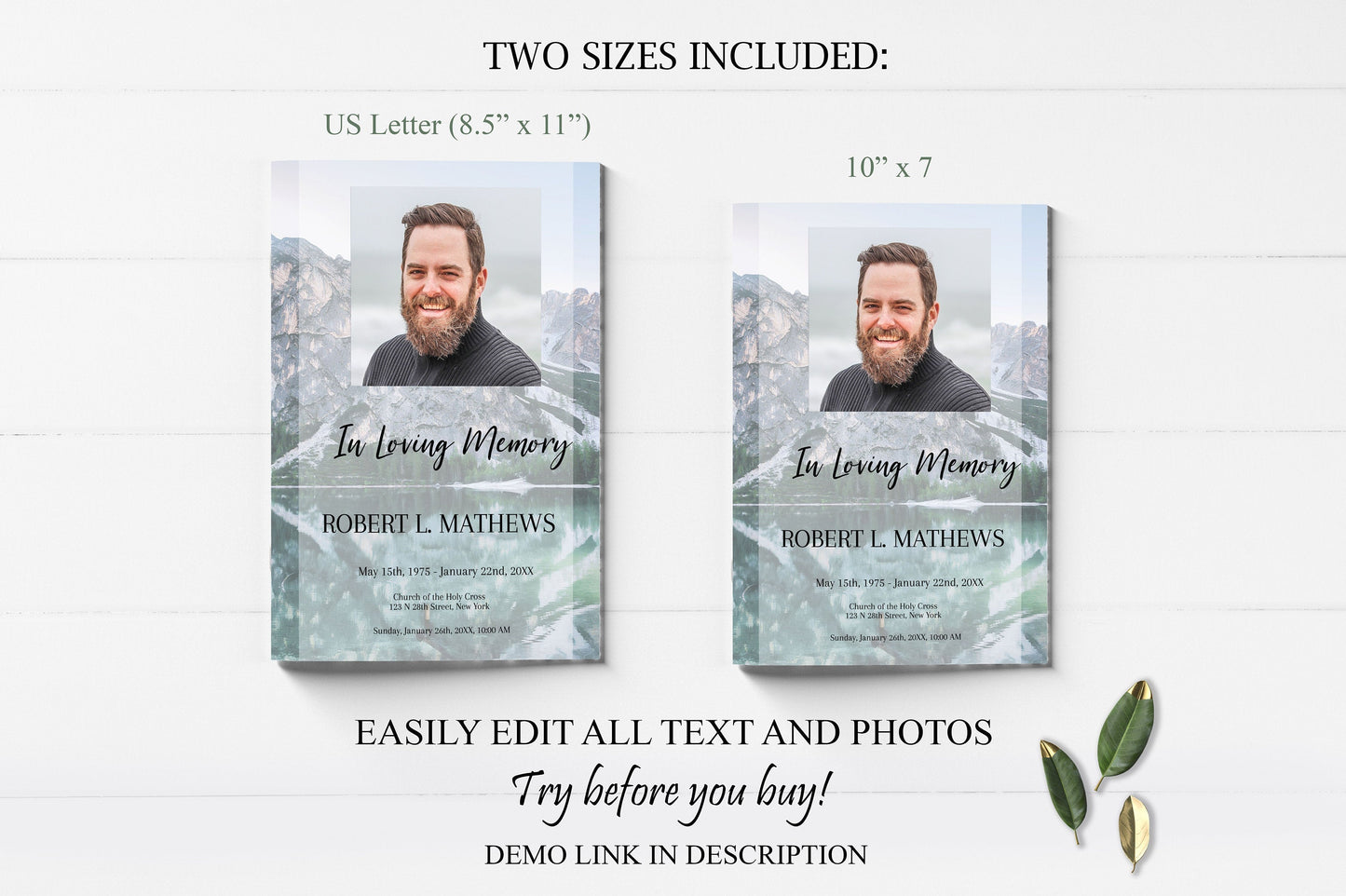 Funeral Program Template for Man - 8 Page - lovingmemoryprints