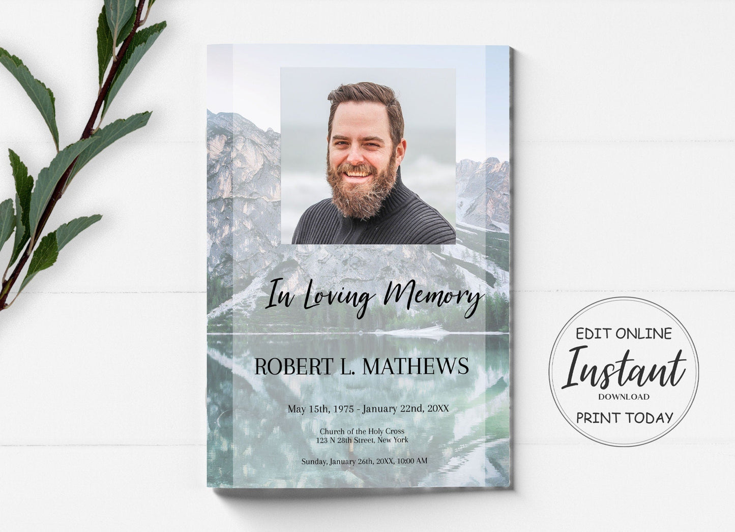 Funeral Program Template for Man - 8 Page - lovingmemoryprints