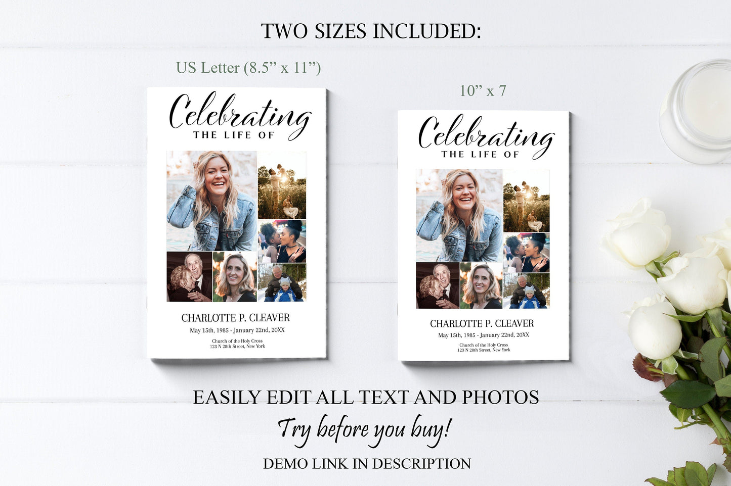 Funeral Program With Obituary Template - 4 page - lovingmemoryprints