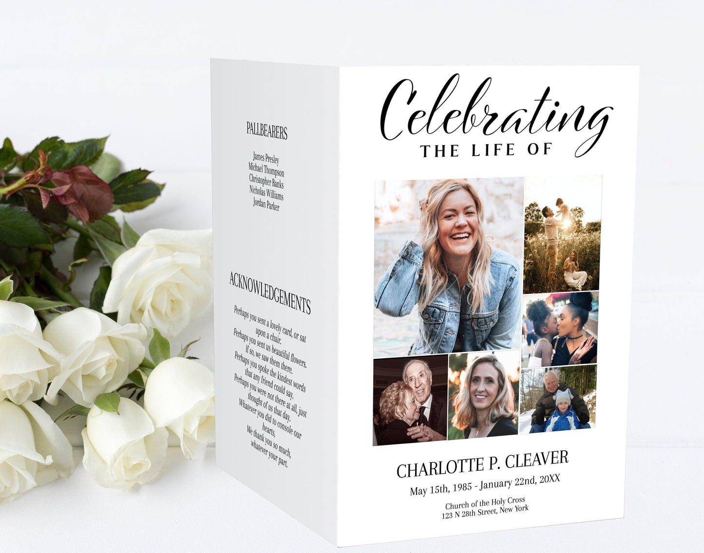 Funeral Program With Obituary Template - 4 page - lovingmemoryprints