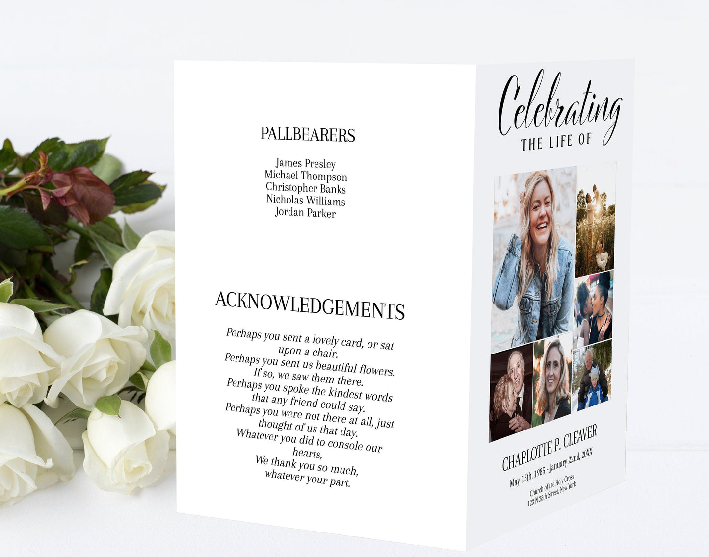Funeral Program With Obituary Template - 4 page - lovingmemoryprints