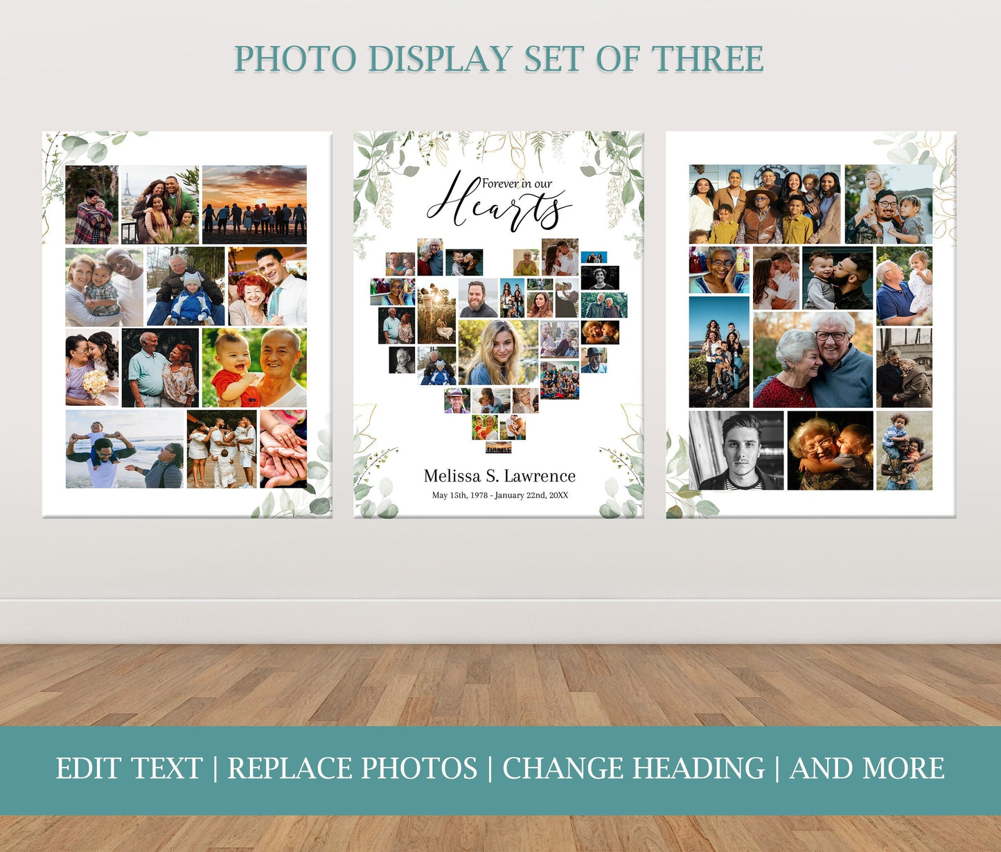 Funeral Service Photo Collage Poster Template - Set of 3 - lovingmemoryprints