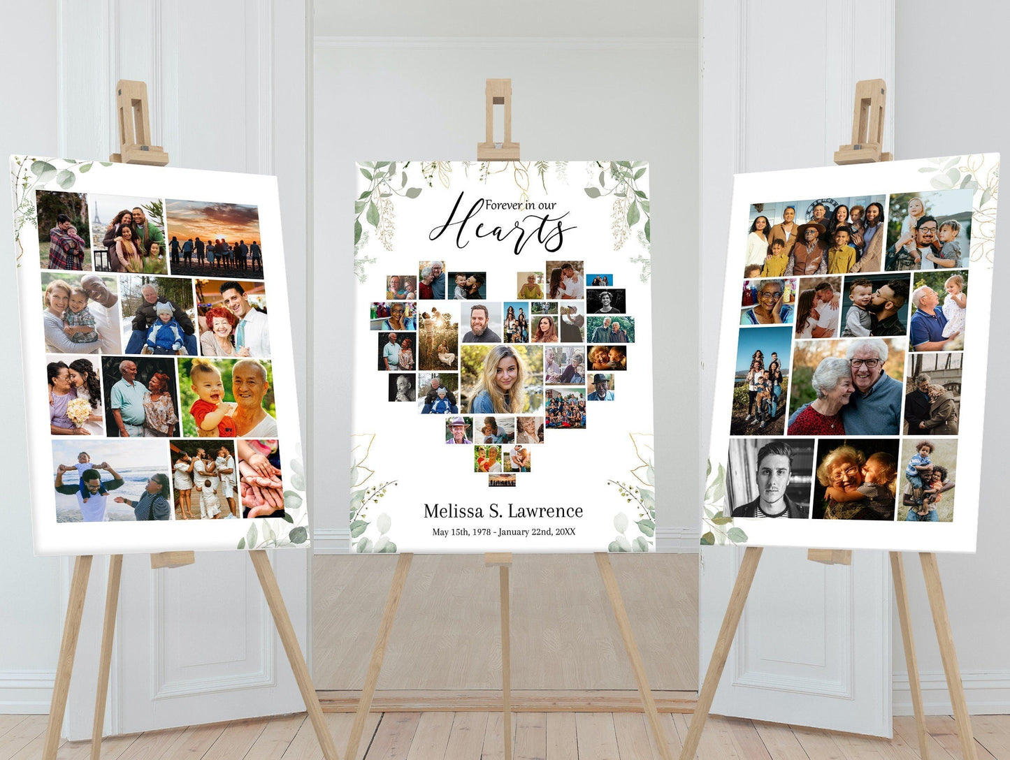 Funeral Service Photo Collage Poster Template - Set of 3 - lovingmemoryprints