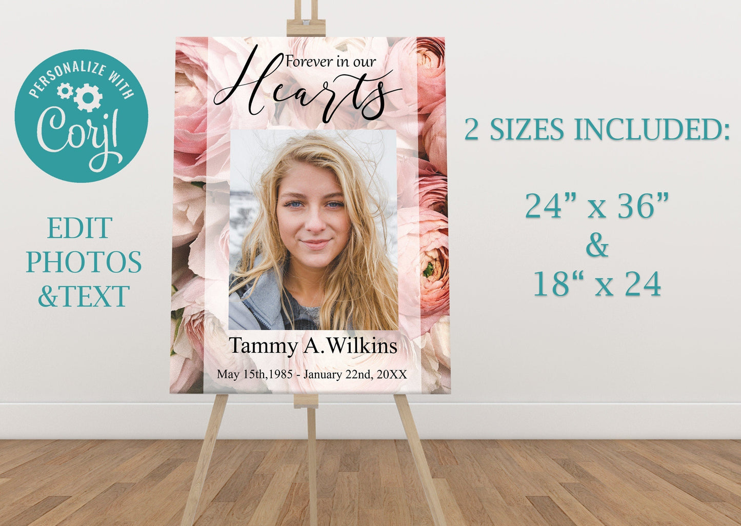 Funeral Welcome Sign | Funeral Poster Photo Sign | Floral Celebration of Life Sign | Memorial Service Welcome Sign | A120 - lovingmemoryprints