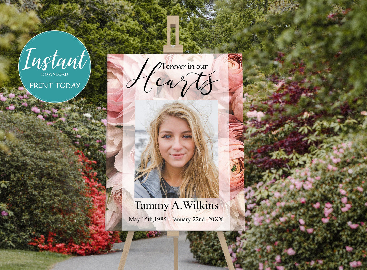 Funeral Welcome Sign | Funeral Poster Photo Sign | Floral Celebration of Life Sign | Memorial Service Welcome Sign | A120 - lovingmemoryprints