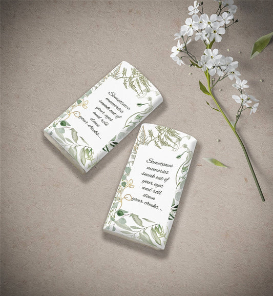 Greenery and Gold Tissue Wraps | Greenery & Gold Memorial Keepsake | Greenery Eucalyptus Celebration of Life Favors | B102 - lovingmemoryprints
