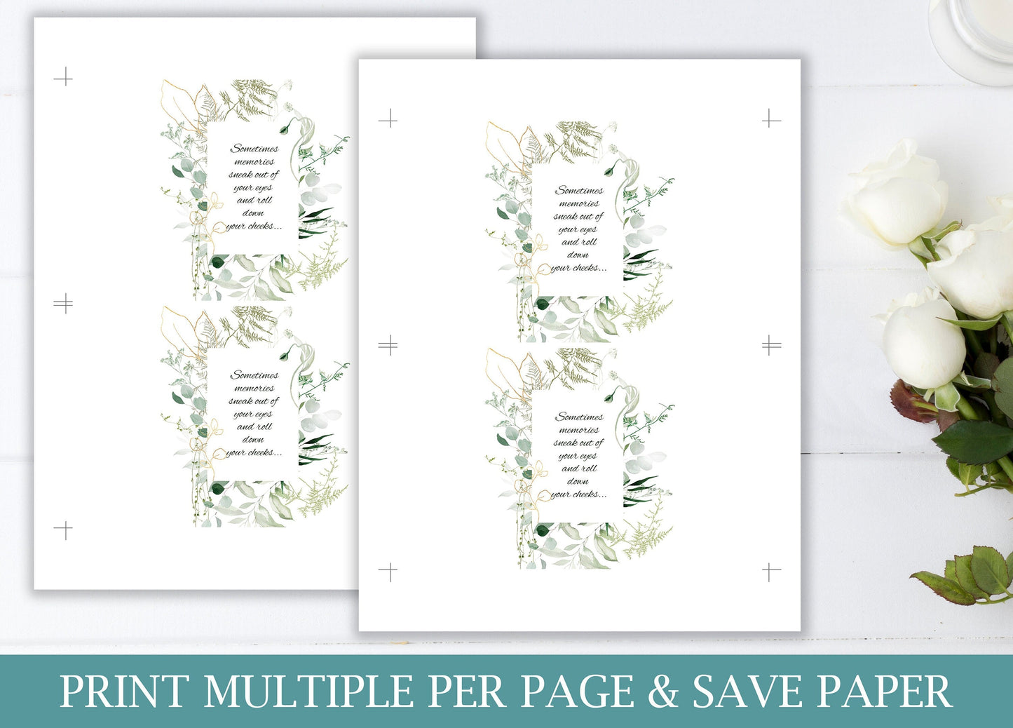 Greenery and Gold Tissue Wraps | Greenery & Gold Memorial Keepsake | Greenery Eucalyptus Celebration of Life Favors | B102 - lovingmemoryprints