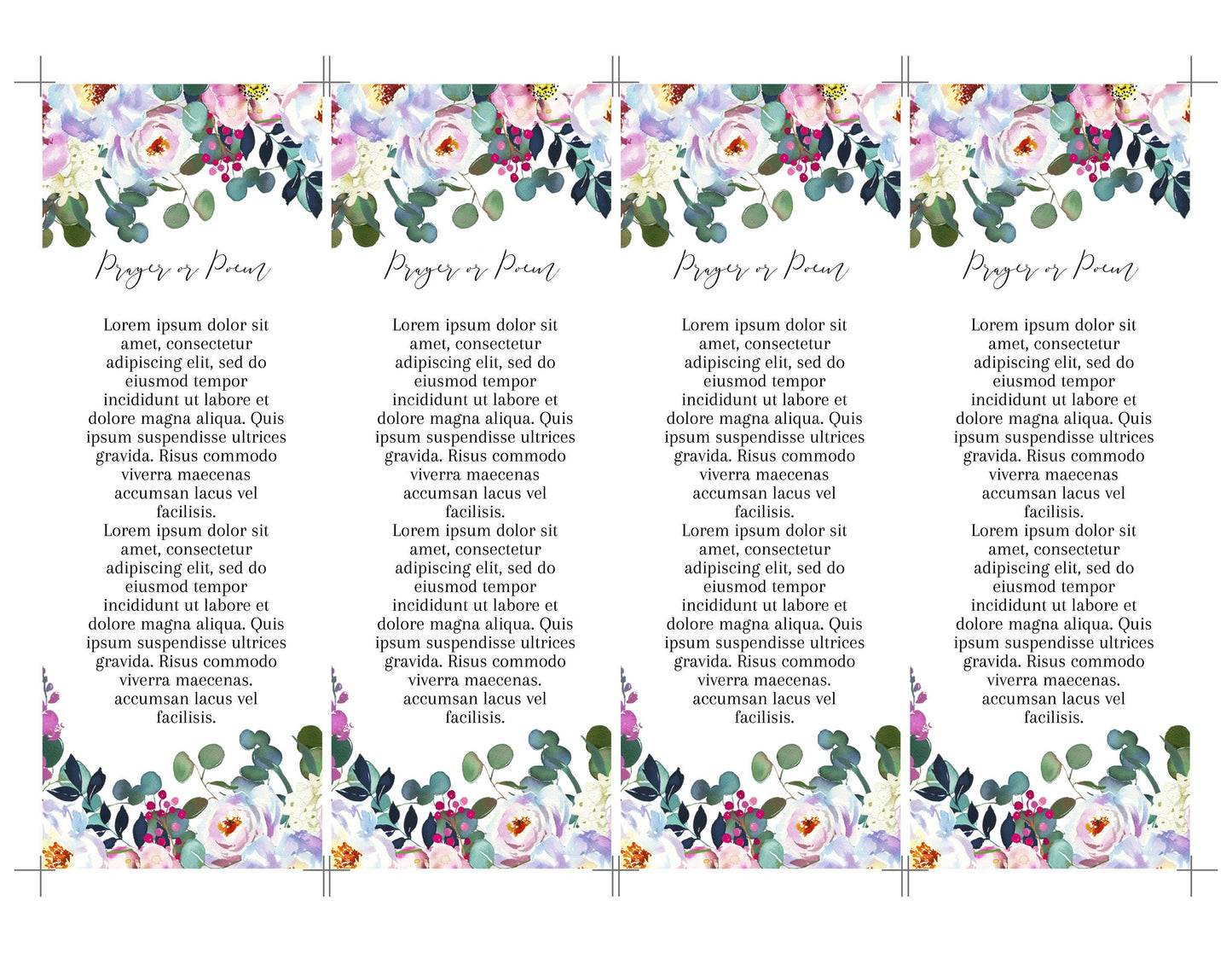 Greenery & Floral Memorial Bookmarks Template - lovingmemoryprints
