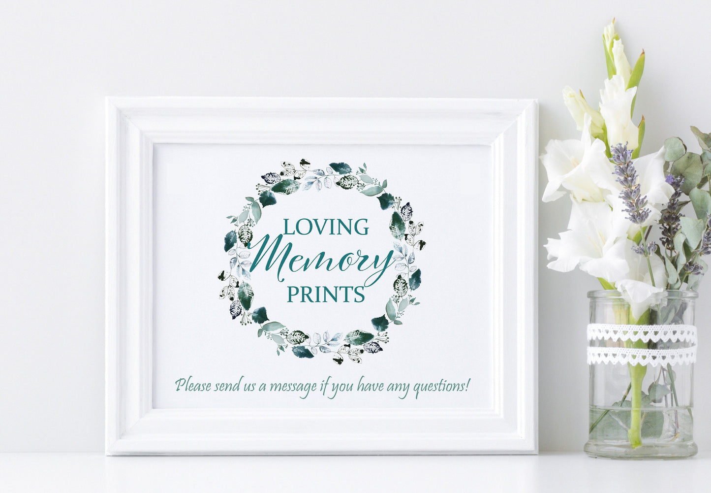 Greenery Funeral Poster Collage With Large Center Photo - Set of 3 - lovingmemoryprints