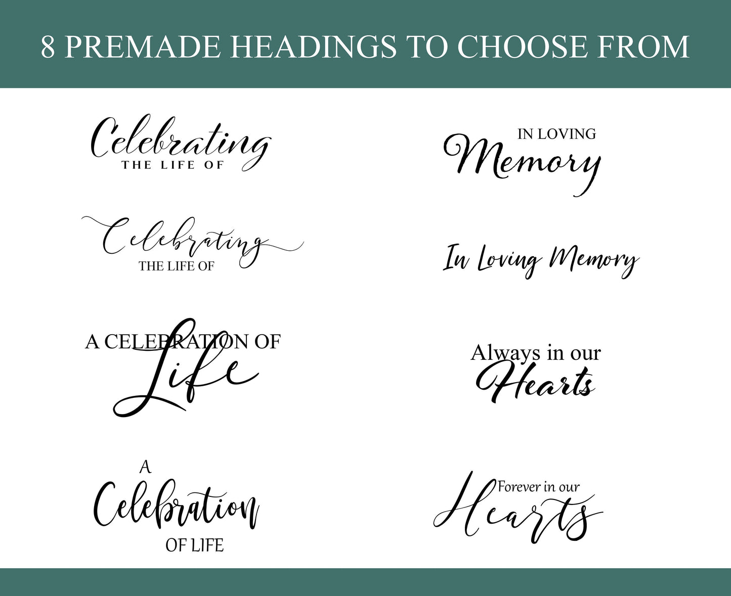 Greenery Funeral Poster Collage With Large Center Photo - Set of 3 - lovingmemoryprints