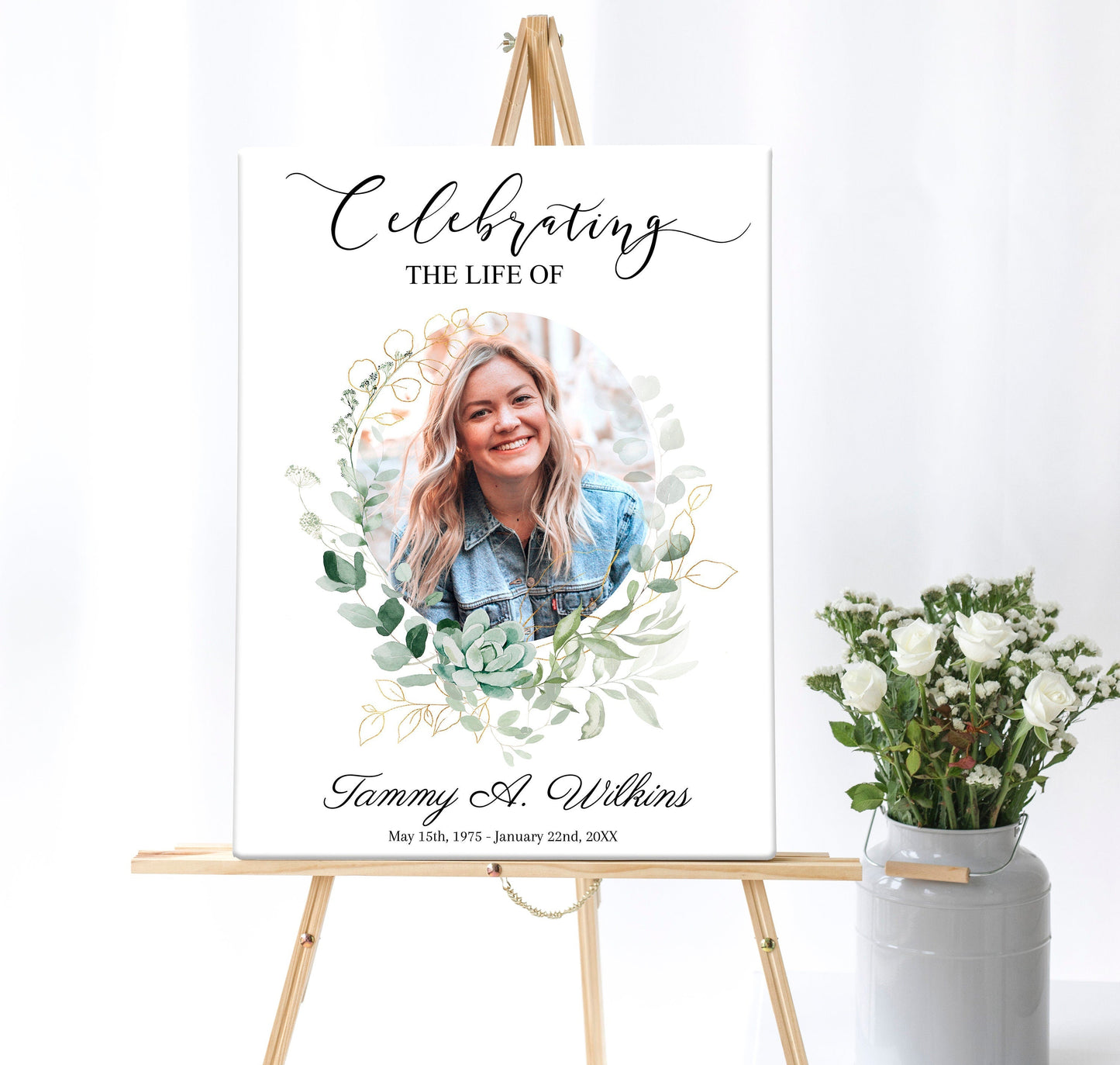 Greenery Funeral Poster Display Photo Collage - Set of 3 - lovingmemoryprints