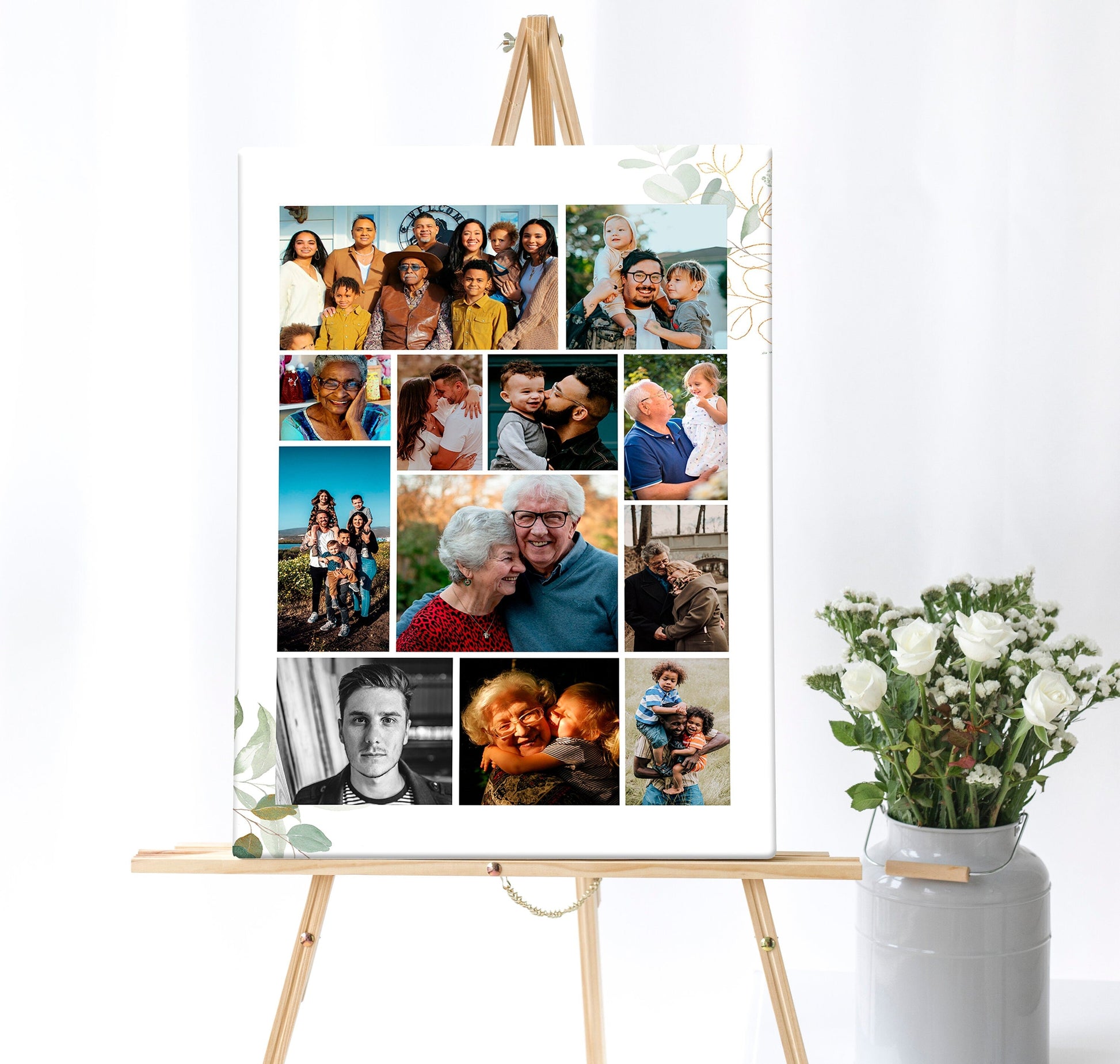 Greenery Funeral Poster Photo Display Template - Set of 3 - lovingmemoryprints