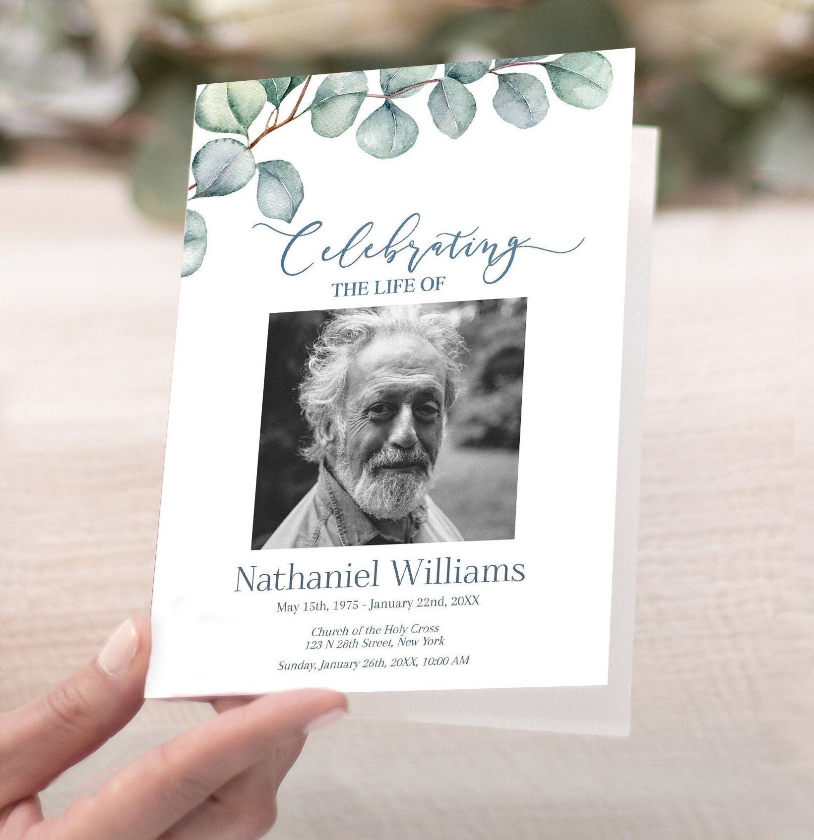 Greenery Funeral Program Template | Obituary Template | Celebration of Life Program | Memorial Program Template | | B160 - lovingmemoryprints
