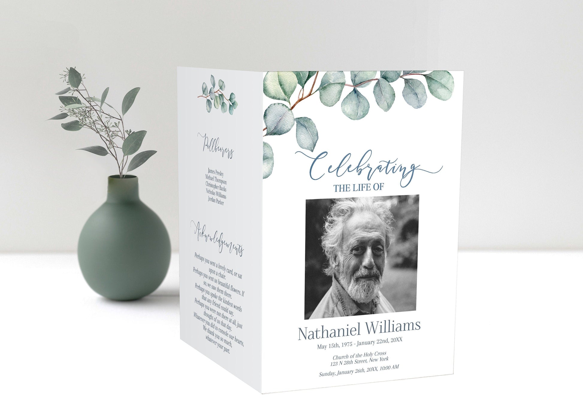 Greenery Funeral Program Templates Bundle - lovingmemoryprints