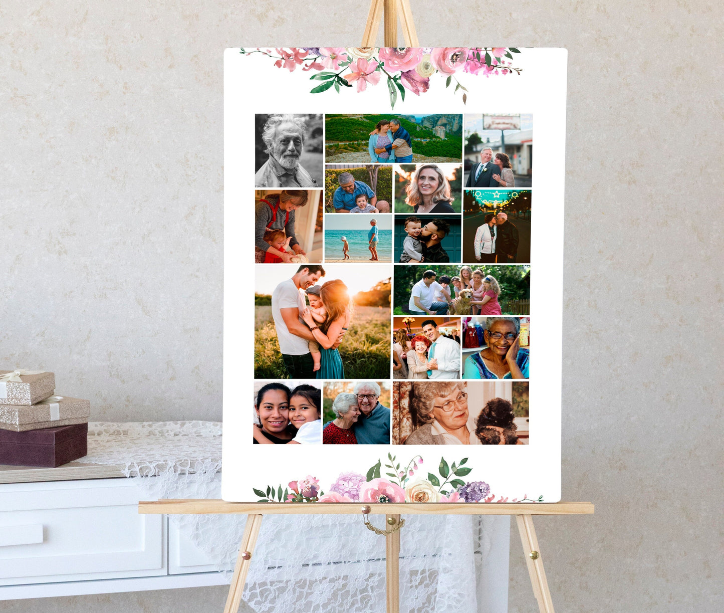 Heart Collage Funeral Memory Board Templates - Set of 3 - lovingmemoryprints