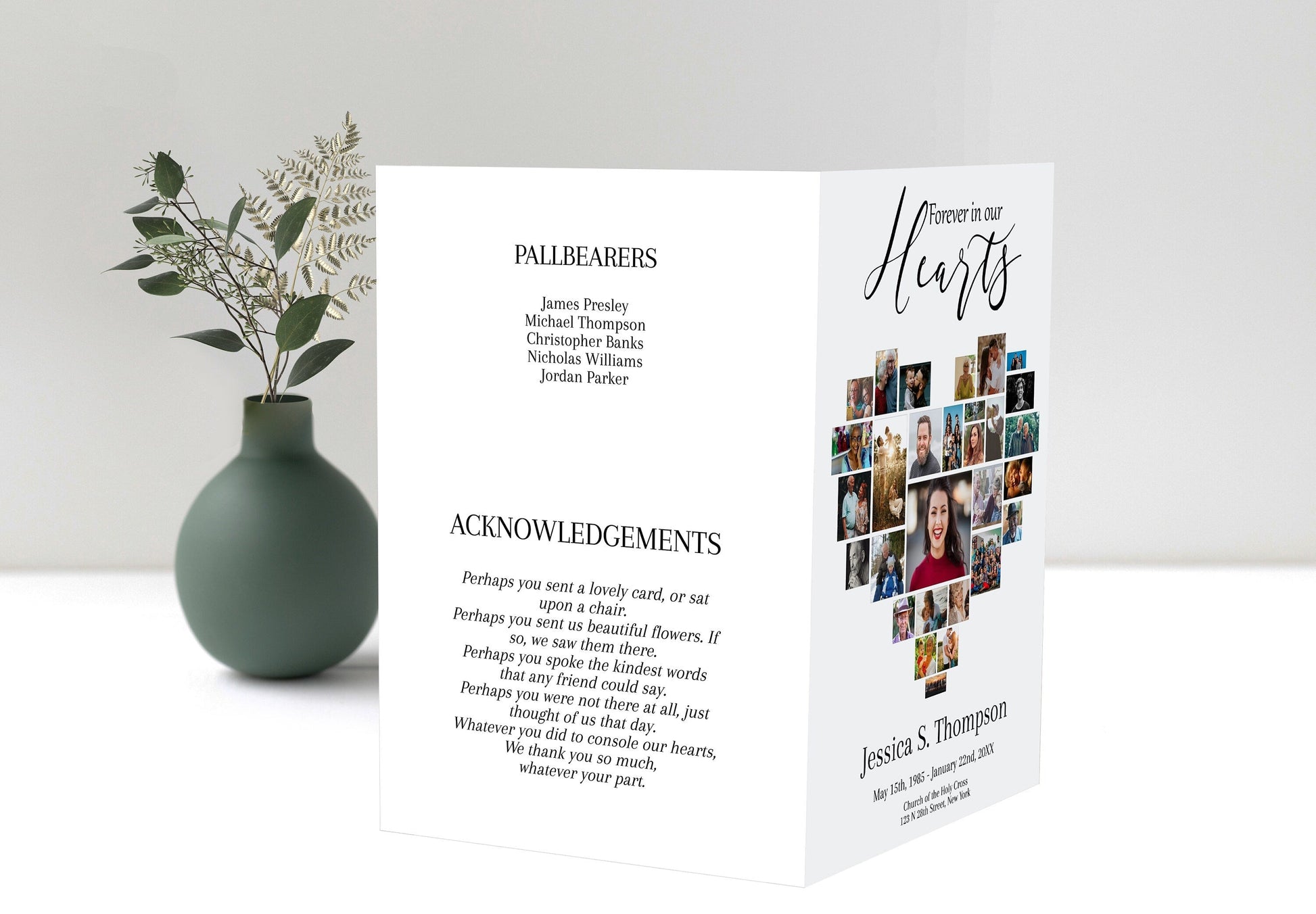 Heart Collage Funeral Program Template | Obituary Template | Celebration of Life | Memorial Program Template | A117 - lovingmemoryprints