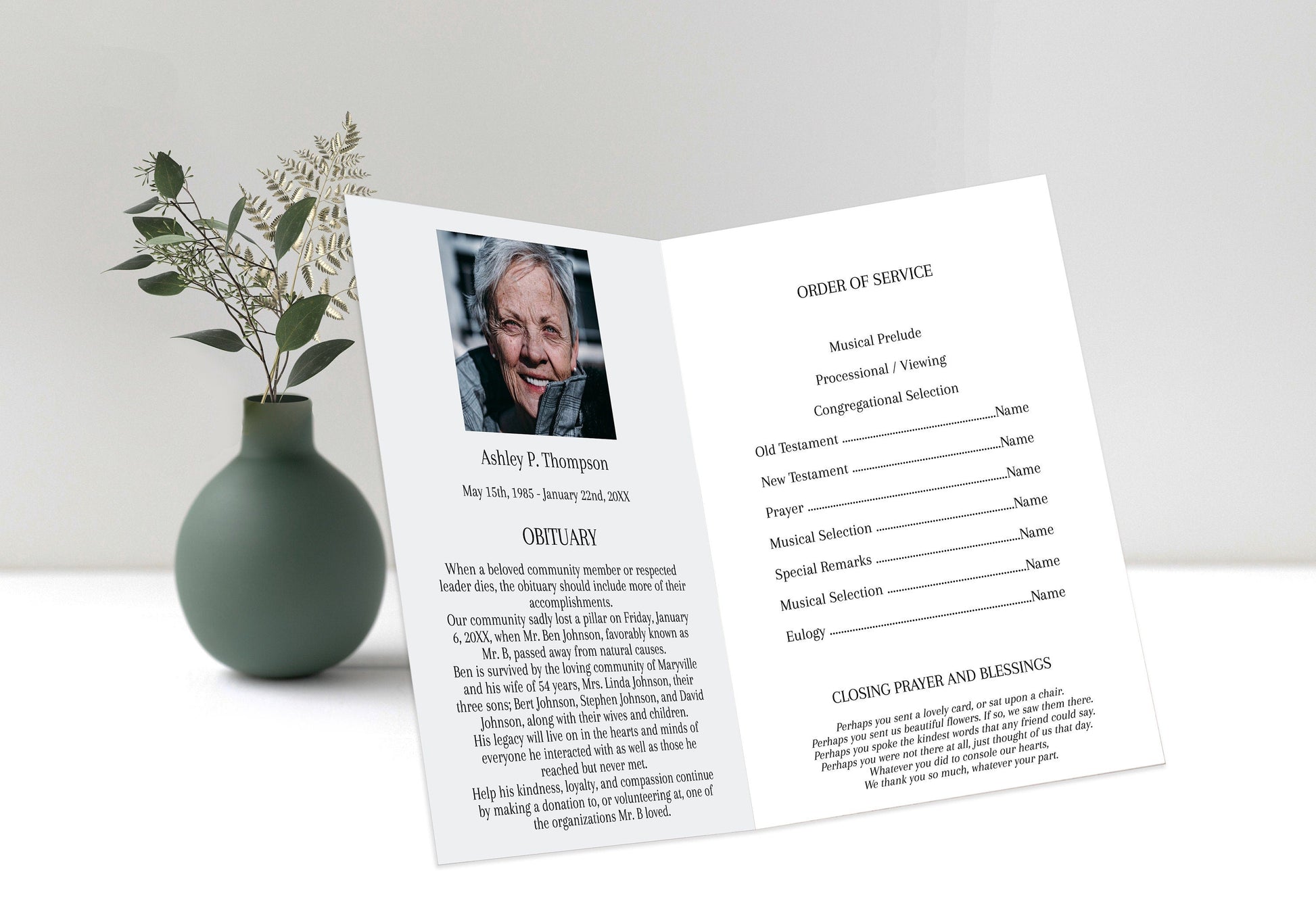 Heart Collage Funeral Program Template | Obituary Template | Celebration of Life | Memorial Program Template | A117 - lovingmemoryprints