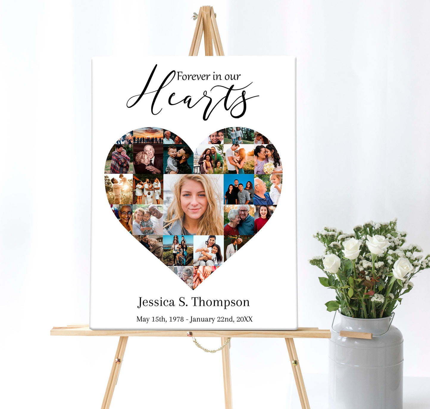 Heart Collage Memory Board Template - lovingmemoryprints