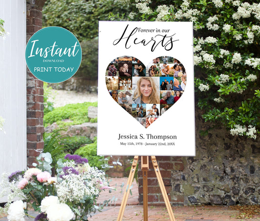 Heart Collage Memory Board Template - lovingmemoryprints