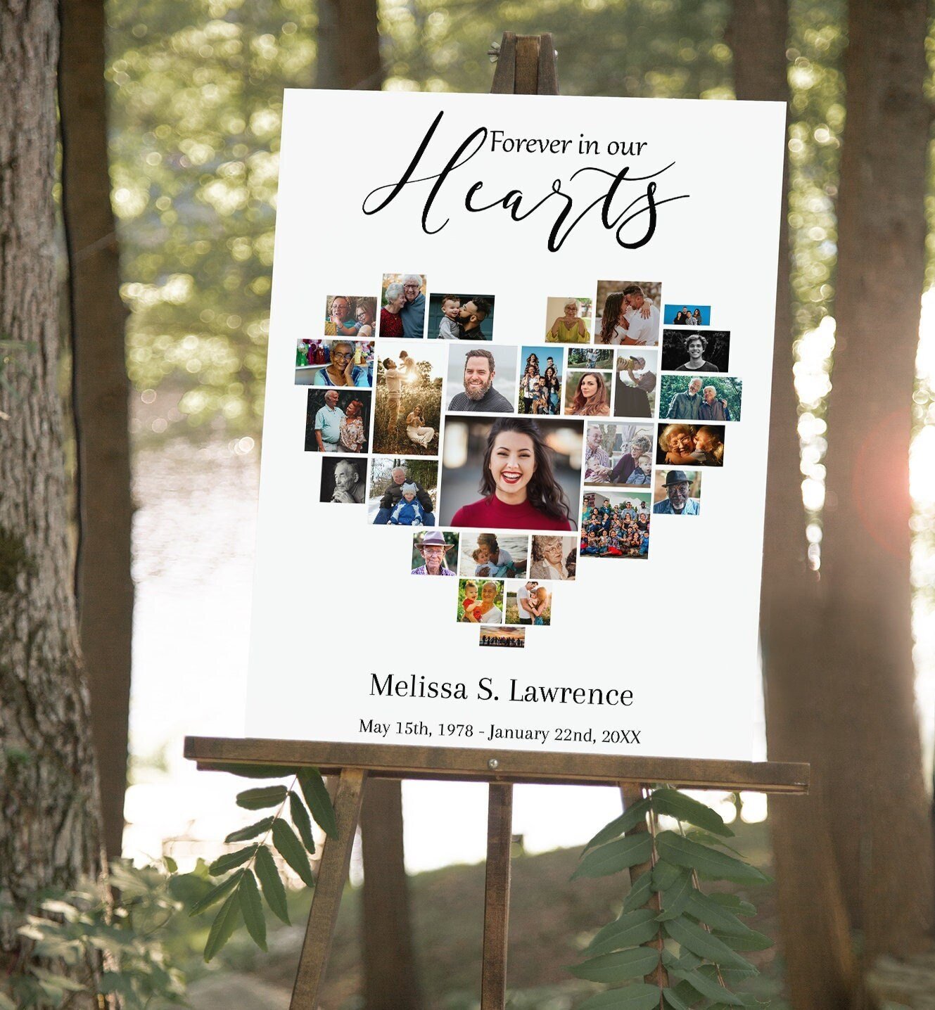Heart Shape Funeral Service Photo Collage Template - lovingmemoryprints