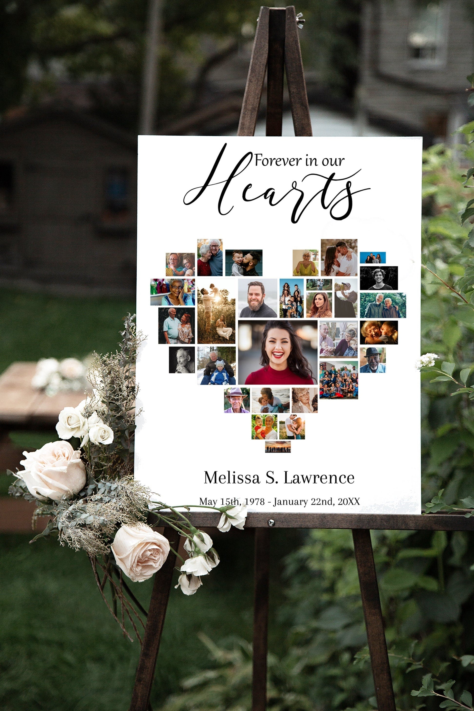 Heart Shape Funeral Service Photo Collage Template - lovingmemoryprints