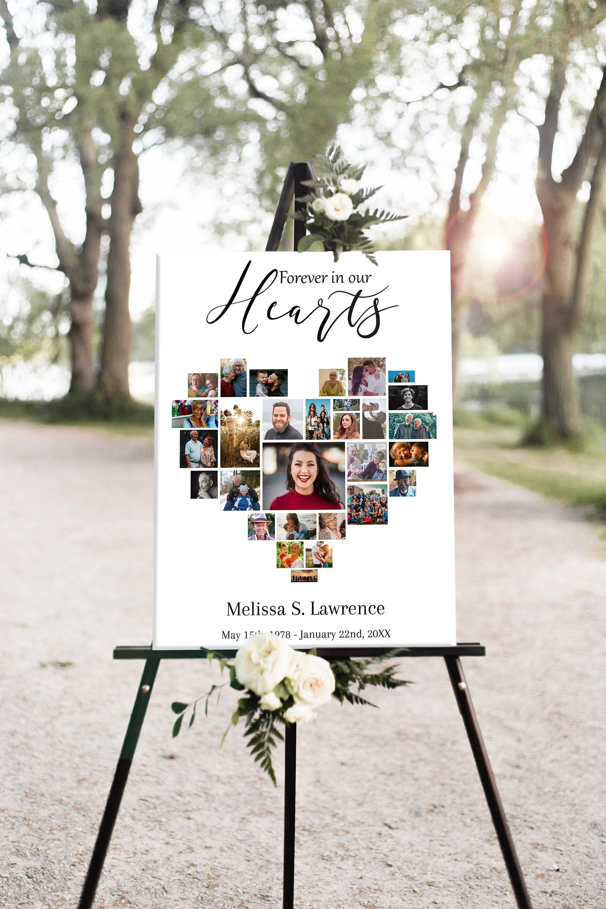 Heart Shape Funeral Service Photo Collage Template - lovingmemoryprints