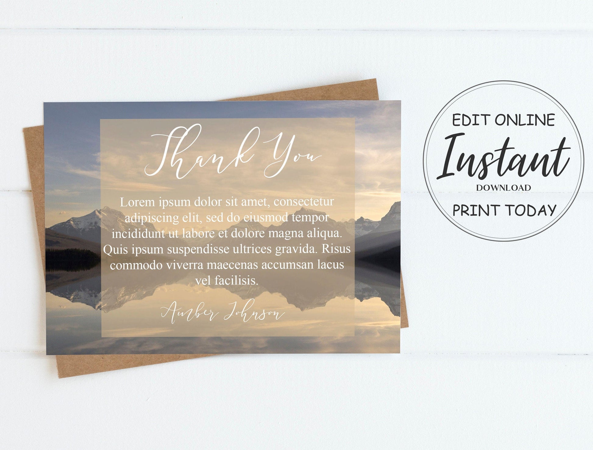 Lake Nature Theme Funeral Thank You Card Template - lovingmemoryprints