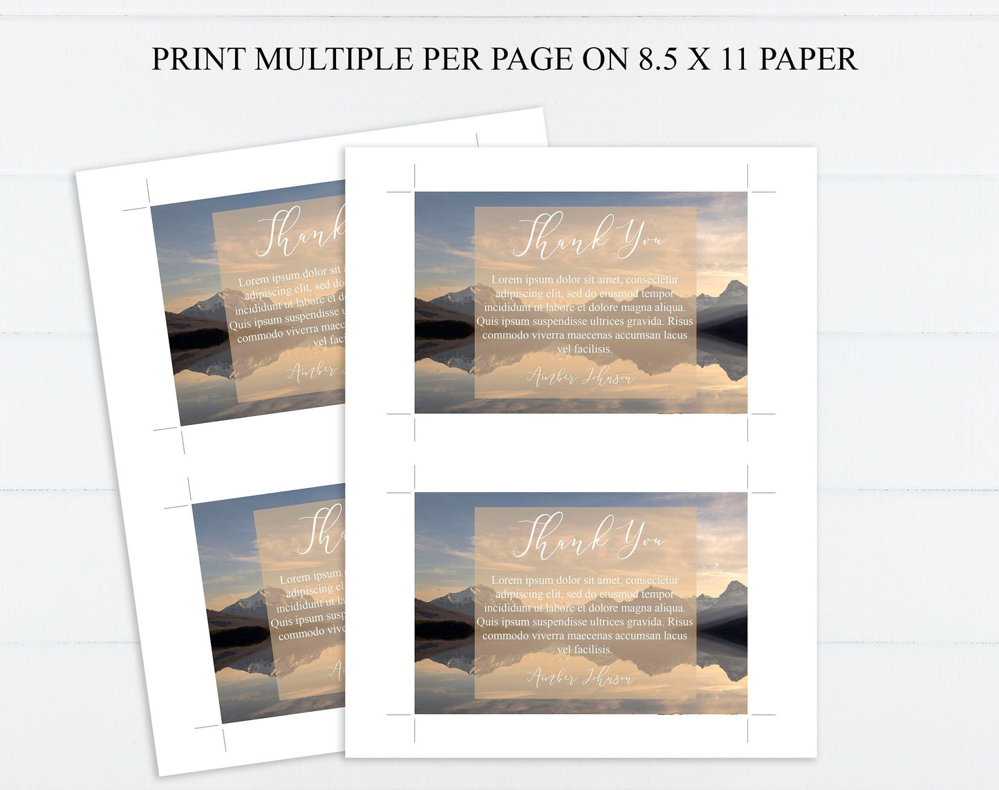Lake Nature Theme Funeral Thank You Card Template - lovingmemoryprints